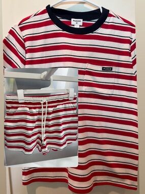 Parke Red & White Striped Short Sleeve Tee
